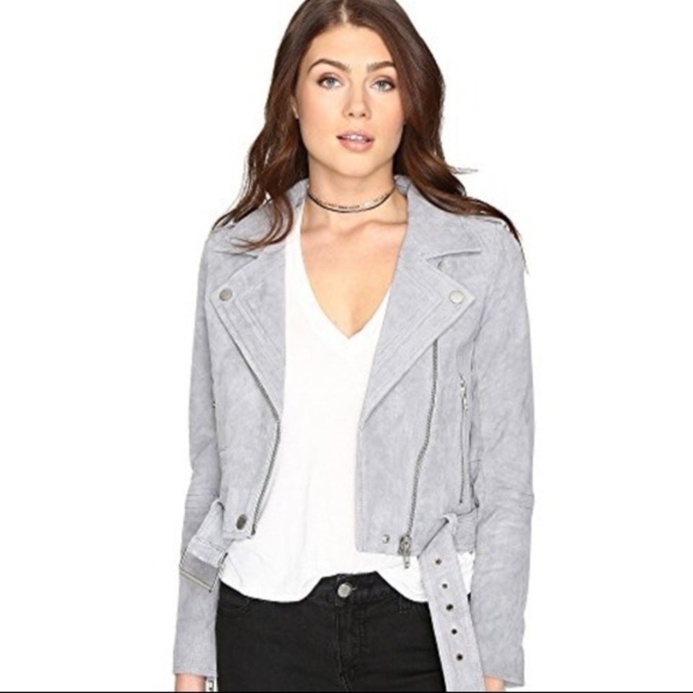 Blank NYC Grey Suede Moto Jacket
